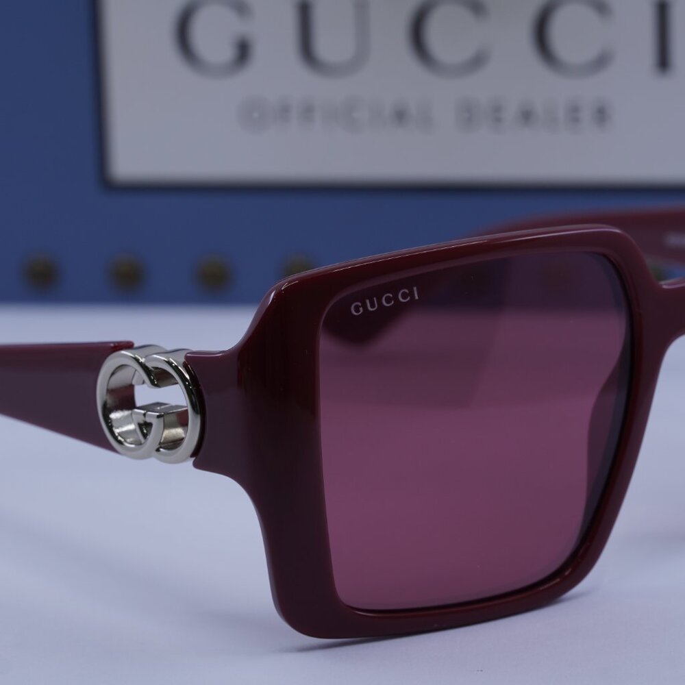 Gucci GG1692S 005 Square Sunglasses - Burgundy - Picture 2 of 11